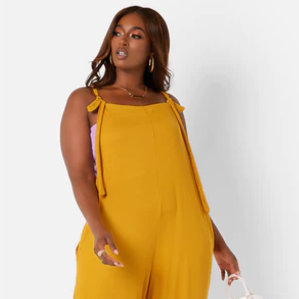 Rebdolls 2X Adjustable Tie Jumpsuit in Mustard